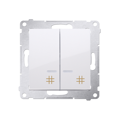 Kontakt Simon 54 Premium Bílý Vypínač křížový dvojnásobný s podsvícením (modul) 10 AX rychlospojka, DW7/2L.01/11