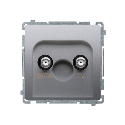 Zásuvka TV-DATA. Dva výstupy typu F (modul) stříbrný matný Kontakt Simon Basic BMAD1.01/43