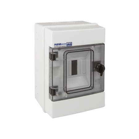 Hermetický rozváděč pro povrchovou montáž 1x4 RH-4, svorkovnice, podpora TH35, IK07, 1000V DC, IP65